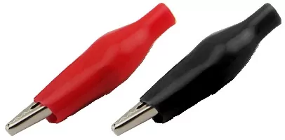 Ζεύγος κροκοδειλάκια νίκελ 2A 27mm (μαύρο - κόκκινο)