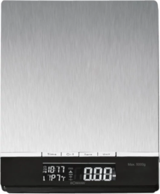 Ψηφιακή ζυγαριά κουζίνας 5 κιλών - θερμόμετρο - ρολόι ανοξείδωτη