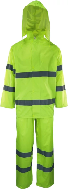 Αδιάβροχο σετ PVC υψηλής ορατότητας παντελόνι και σακάκι με κουκούλα  Αδιάβροχο σετ PVC υψηλής ορατότητας παντελόνι και σακάκι με κουκούλα