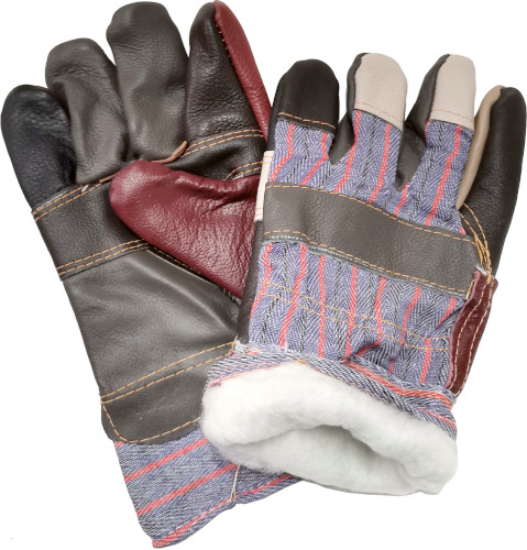 Γάντια δερματοπάνινα χειμερινά με γούνα (ζεύγος)