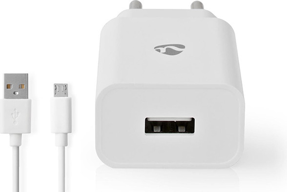 Φορτιστής USB-A πρίζας λευκός (συνοδεύεται με καλώδιο)