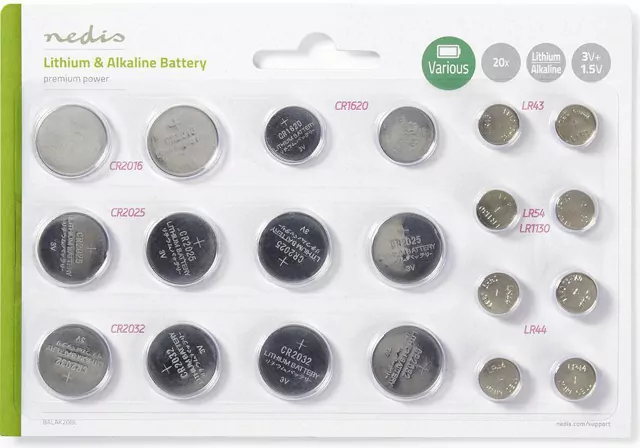 Συλλογή με 20 μπαταρίες κουμπιά λιθίου 3V και αλκαλικές 1,5V